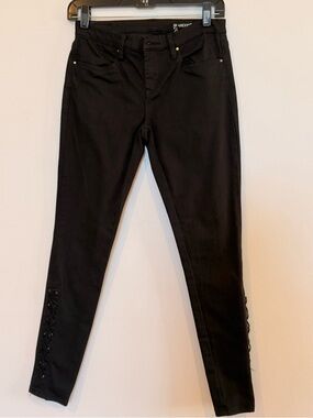 Blank NYC Black Skinny Jeans with Side Lace-Up Detail